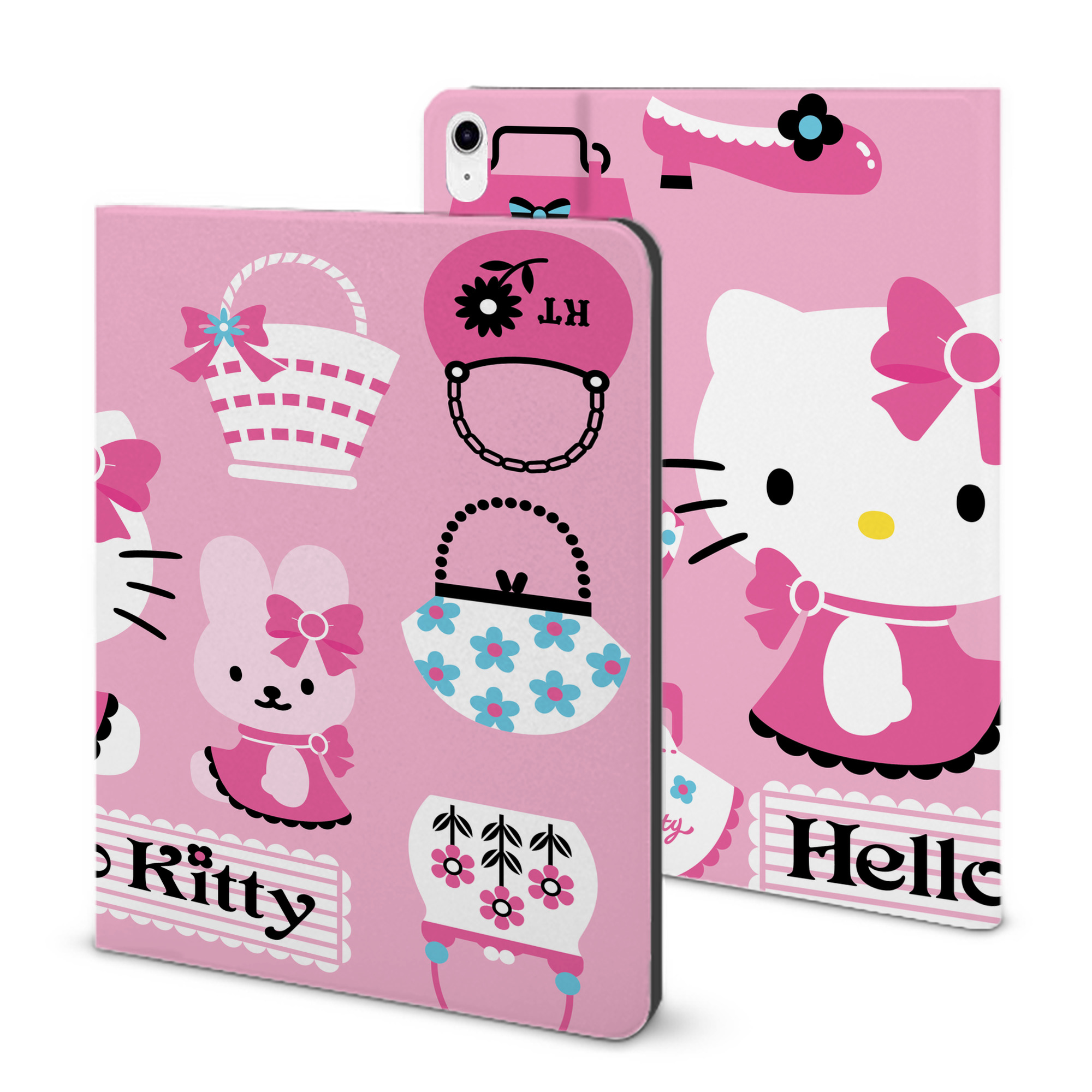 （画像用） Hello Kitty ハローキティ IPad ケース ブック型 PUレザー TPU 耐衝撃 軽量 薄型 ペン収納なし 全面保護 IPad 各モデル対応